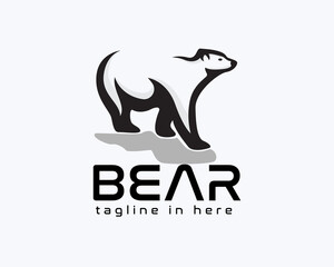 walking bear silhouette logo symbol design template illustration inspiration