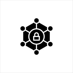 Cyber Security Icon. Security concept with a padlock and a points. Isolated on white background. App Symbol or UI element.