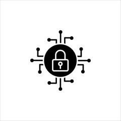 Cyber Security Icon. Security concept with a padlock and a points. Isolated on white background. App Symbol or UI element.