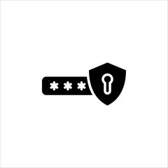 Cyber Security Icon. Security concept with a padlock and a points. Isolated on white background. App Symbol or UI element.