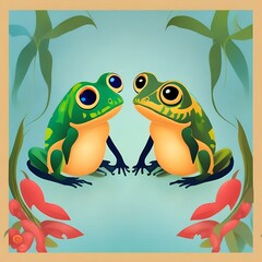 Obraz premium AIで生成したカエルのイラスト素材、Generative AI