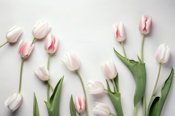tulips on white background with free space