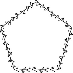 Pentagon Frame Flower frame leaf wreath Frame picture vector photo frame floral border Black decoration romantic winner award congratulations wedding anniversary birthday new year newborn Christmas