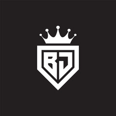 BJ or JB logo monogram symbol shield with crown shape design vector