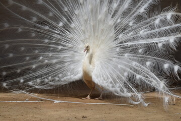 White peacock feather.  - obrazy, fototapety, plakaty