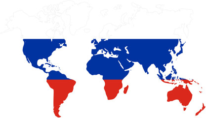 russia flag on globe maps