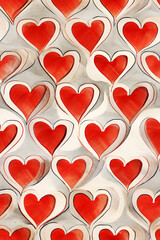 Seamless pattern with red hearts