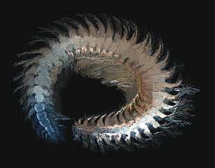 Drawing Polychaeta worm,hairy, undersea,art.illustration, vector