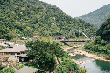 Fototapeta na wymiar Houtong cat village nature panoramic view in New Taipei City, Taiwan