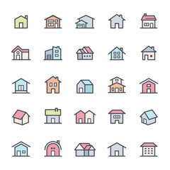 Icon set - Home icon full color outline stroke