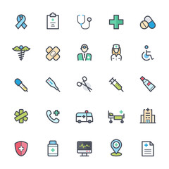 Icon set - Healthcare and Medical outline stroke with color
