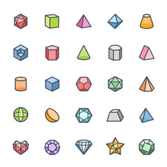 Icon set - Geometric Shapes icon color with outline stroke