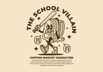 Fototapeta na wymiar Mascot character design of a school bag