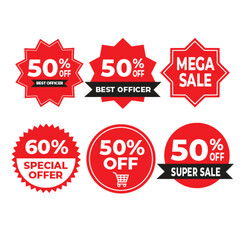 Set of Black friday sale tags stikers and labels for sale. Template for use in trade labels, stickers, discounts and price tags on paper or website. Vector illustration.