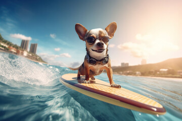Surfing Chihuahua: Tiny Dog, Big Waves, and Endless Smiles - Generative AI