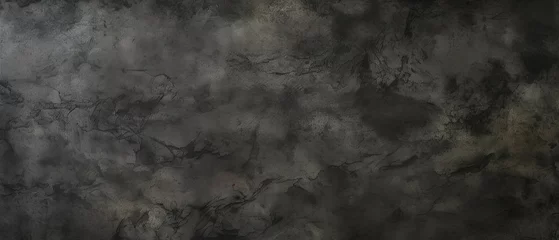 Foto op Plexiglas black concrete wall , stone texture , dark gray rock surface background panoramic wide banner © Yan