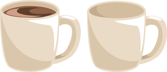 マグカップとコーヒーが入ったマグカップのアイコンセット