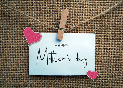 Happy Mother's Day or International Family Day concept. happy women's day Heart sticker with aesthetic background. I love you. Banner for shop. Greeting card. Front view. Banner