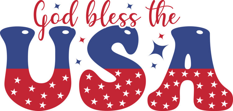 God bless the USA 4th of July America independence day typography t-shirt design.