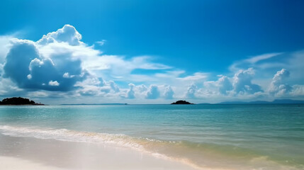 Landscape image of summer beach side sunny day for background. template web site design. Generative Ai