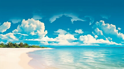 Obraz premium Landscape image of summer beach side sunny day for background. template web site design. Generative Ai