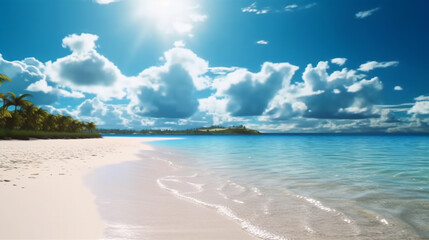 Landscape image of summer beach side sunny day for background. template web site design. Generative Ai