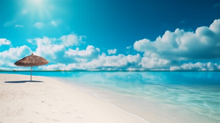 Landscape image of summer beach side sunny day for background. template web site design. Generative Ai