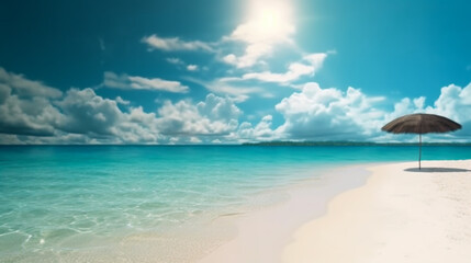 Landscape image of summer beach side sunny day for background. template web site design. Generative Ai