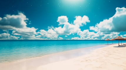 Fototapeta na wymiar Landscape image of summer beach side sunny day for background. template web site design. Generative Ai