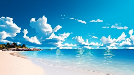 Landscape image of summer beach side sunny day for background. template web site design. Generative Ai
