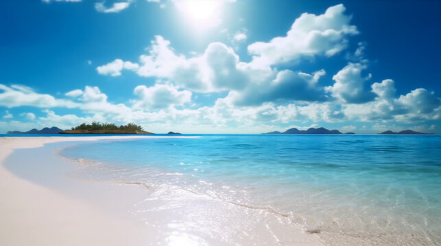 Landscape image of summer beach side sunny day for background. template web site design. Generative Ai