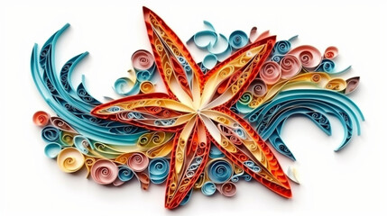Fototapeta premium starfish multi-dimensional origami quilling style illustration, Generative AI