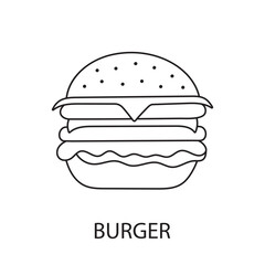 Burger line icon in vector, fast food illustration.