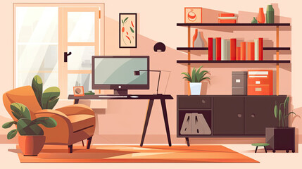 illustration of a home office, generative ai