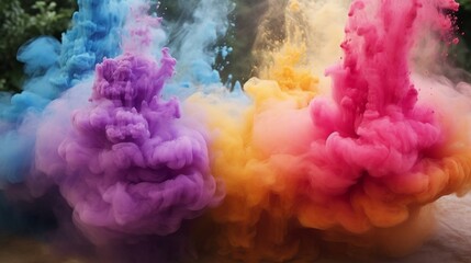 Fototapeta premium Multicolored smoke, splash of color powder, Generative AI