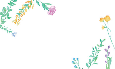 水彩画。水彩タッチのカラフルな植物ベクターイラスト。ナチュラルスタイル花びら。Watercolor painting. Colorful plant vector illustration with watercolor touch. Natural style petals.