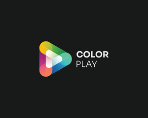 Colorful play button icon media logo