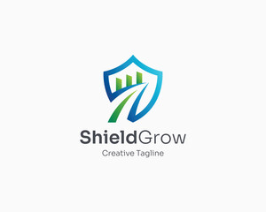Colorful shield grow business logo