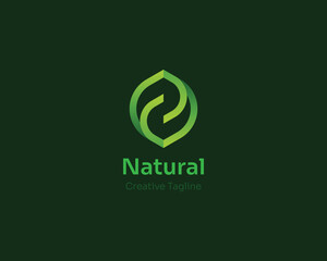 Green natural leaf garden logo