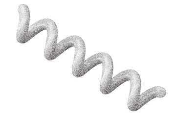 Obraz premium Grainy spring with noise texture. Dotted stipple curve spiral isolated on white background. Vector gradient grunge shape with shadows.