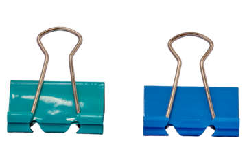 Two blue metallic paper clips