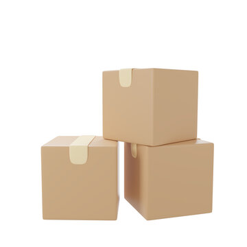 Parcels box or Cardboard boxes icon. 3d rendering