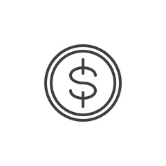 Dollar coin line icon