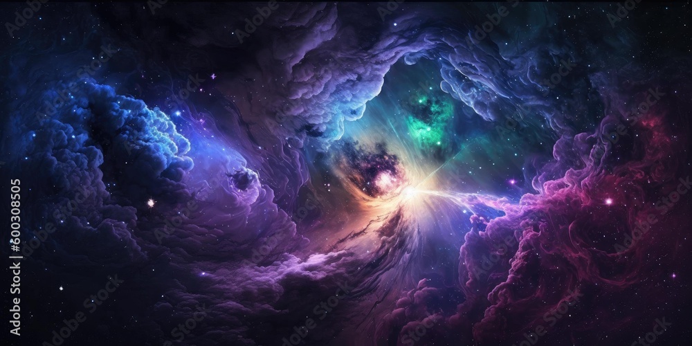 Sticker background of an infinite space with stars, galaxies, nebular. superlative generative ai image.