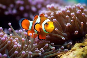 Naklejka na ściany i meble Clown Fish in Aquarium. Generative AI