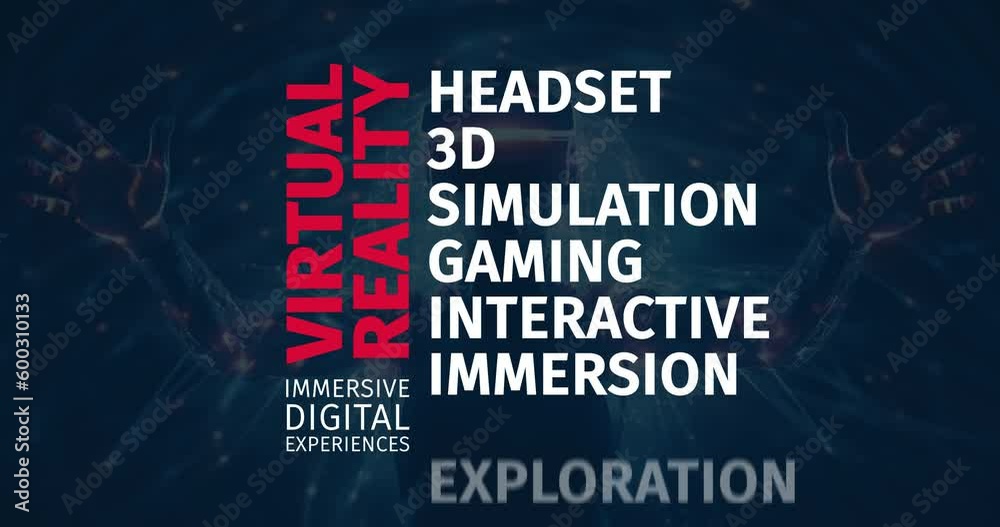 Canvas Prints virtual reality: dive into immersive digital experiences & exploration. word cloud animation