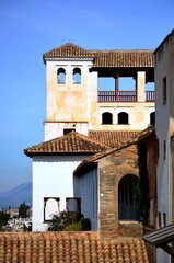 Façade de bâtiment typique en Andalousie, Espagne, Europe