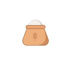 Rice in bag vector illustration in flat cartoon design, brown rice bag on white background.