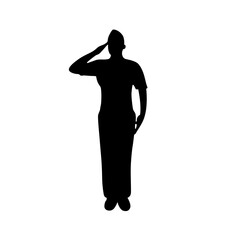 Soldier standing for salute silhouette vector design on white background.