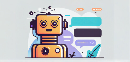 Artificial chatbot intelligence bot and speech bubbles. Copy space. Generative ai
